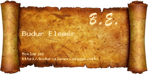 Budur Elemér névjegykártya